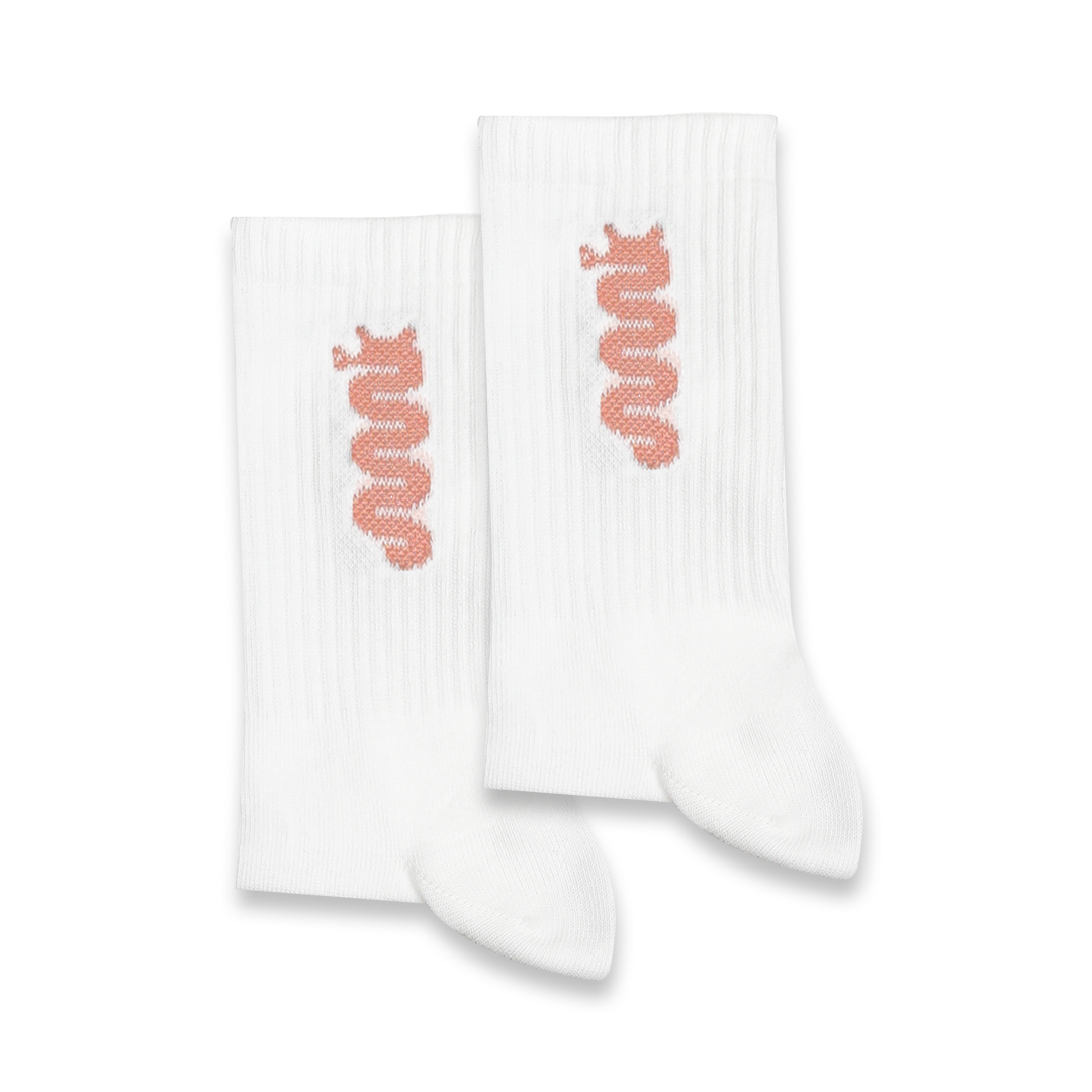 Legacy Crew Socks — White + Coral